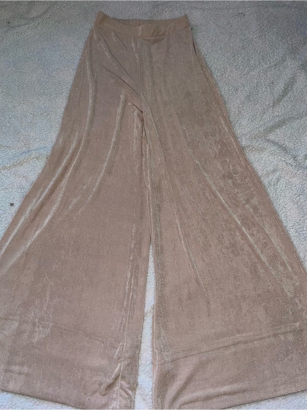 Wide-Leg Velvet Palazzo Pants in Taupe